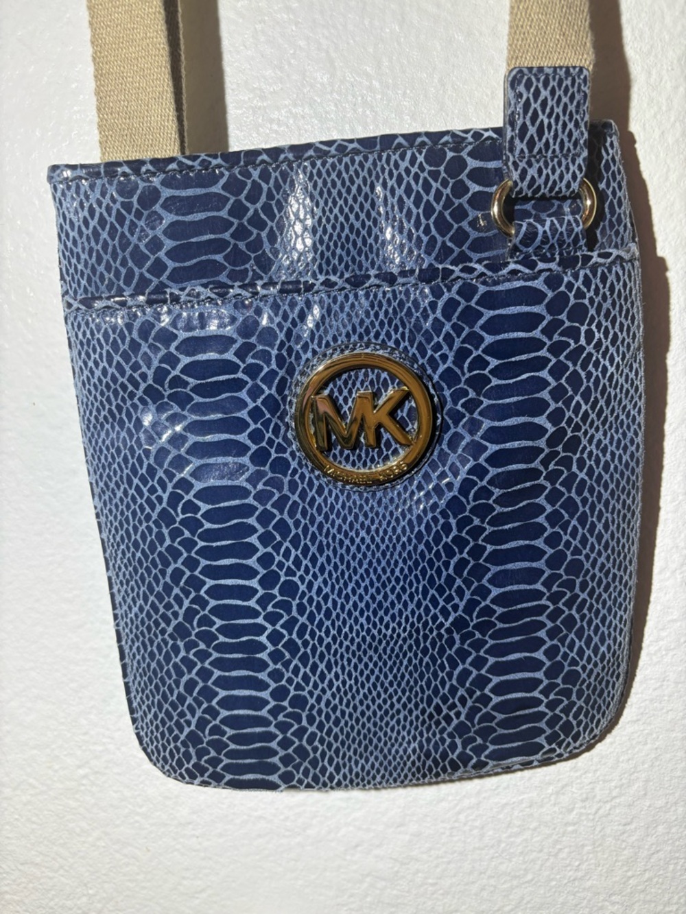 Vintage Michael Kors Fulton Logo Snake Print Crossbody Messenger Purse